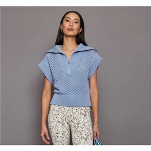 Varley Sky Blue Textured Knit Top